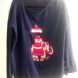 Lilly Pulitzer Navy Sweater with Elephant Design
